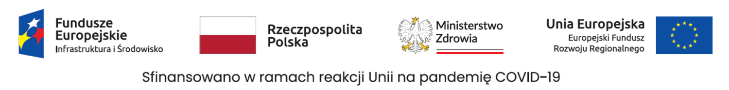 Loga: fundusze europejskie, flaga polski, ministerstwo zdrowia, flaga unii